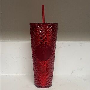 Starbucks Ruby Red Textured Tumbler with Straw